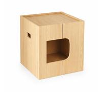 Mobile Lettiera per Gatti - Casetta Semi-Chiusa in Legno per Gatti
