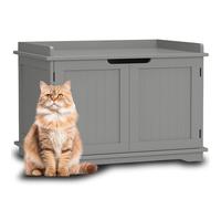 Mobile Lettiera per Gatti Grigio con Ingresso Laterale e Chiusura Magnetica