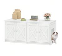 Mobile Lettiera per Gatti per 2 Gatti, Mobiletto per Lettiera Nascosta, Cuccia per Gatto da Interno, Stile Fattoria, 119 x 48 x 53,5 cm, Marrone Rustico e Bianco Informazioni su questo articolo1.Recin