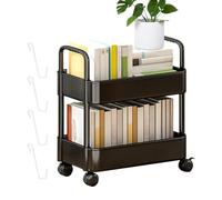 Mobile Library Cart | Scaffale di archiviazione di libri a 2 livelli | Rack di archiviazione di libri con ruote per snack, giocattoli, forniture per ufficio | Organizzatore mobile per la casa,