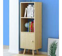 Mobile Libreria 2 Ripiani + Anta Mobiletto Legno Design Moderno 132x30x33 cm Oak