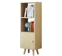 Mobile Libreria 2 Ripiani + Anta Mobiletto Legno Design Moderno Quercia H132cm