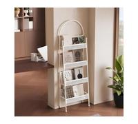 Mobile Libreria A 4 Livelli, 156CM Scaffale A Scal Ripiani Aperti, Portaoggetti Per CD, Design Ad Arc Scaffale Espositivo Per Soggiorno, Camera Da Letto, Studio, Ufficio(Bianco)