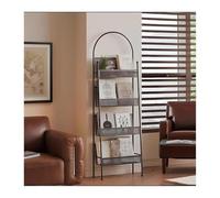 Mobile Libreria A 4 Livelli, 156CM Scaffale A Scal Ripiani Aperti, Portaoggetti Per CD, Design Ad Arc Scaffale Espositivo Per Soggiorno, Camera Da Letto, Studio, Ufficio(Nero)