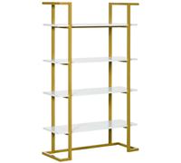 Mobile Libreria A 4 Livelli Rialzato E Multiuso, In Mdf E Acciaio, 92x35x152cm