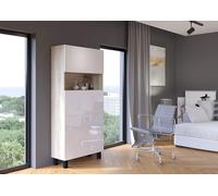 Mobile Libreria e Scrivania pieghevole frontali Bianco Lucido struttura Rovere