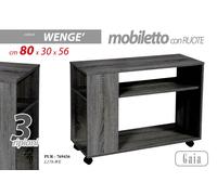 MOBILE LIBRERIA GAIA CON RUOTE 3 RIPIANI IN LEGNO WENGE' 803056 CM PUR-769436
