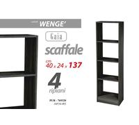 MOBILE LIBRERIA GAIA SCAFFALE 4 RIPIANI IN LEGNO WENGE' 4024137 CM PUR-769320