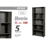MOBILE LIBRERIA GAIA SCAFFALE 5 RIPIANI IN LEGNO WENGE' 8024180 CM PUR-769405