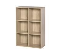 HOMCOM Mobile Libreria Moderno a 6 Cubi in Legno, 65.5x30x97.5 cm, color Rovere Aosom Italy