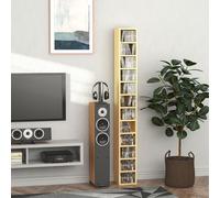Mobile Libreria Porta CD a 12 Ripiani per 204 CD, in MDF e Truciolato, 21x20x175 cm, color Legno