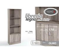 MOBILE LIBRERIA SCAFFALE ANTE RIPIANI OLMO GRIGIO ROVERE SBIANCATO 1706024 CM