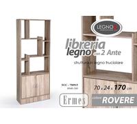 MOBILE LIBRERIA SCAFFALE ARMADIO MODERNO RIPIANI ANTE ROVERE MARRONE 1707024cm