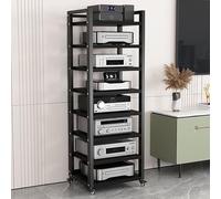 Mobile Ma STO a 5/6/7/8 Ripiani, Rack AV, Rack Video, Rack per Giradischi, Mobile AV Moderno, Rack per apparecchiature di intrattenimento, Nero, 8 Ripiani, 19,6 Pollici di Larghezza
