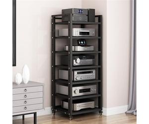 Mobile Ma STO a 5/6/7/8 Ripiani, Rack AV, Rack Video, Rack per Giradischi, Mobile AV Moderno, Rack per apparecchiature di intrattenimento, Nero, 7 Ripiani, 19,6 Pollici di Larghezza