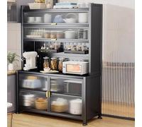 Mobile Macchina Caffè, Scaffali da Forno a 6 Ripiani for Cucine, Dispensa con Ripiani in Pietra, Pannelli Sospesi fai da te, Ruote Mobili a 360°, Ante for Mobili in Acrilico