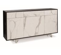 Madia A 3 Ante E 3 Cassetti Da 92 X 164 X 41 Cm / Ossido Nero-Marmo Calacatta