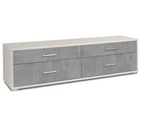 Mobile Madia 4 cassetti H50 L179 P47 Cm struttura Bianco Ossido frontali Cemento
