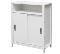 Mobile Mobiletto Basso Libreria Moderno 2 Ante Scorrevole e 3 Ripiani Bianco