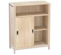 Mobile Mobiletto Basso Libreria Moderno 2 Ante Scorrevole e 3 Ripiani Naturale