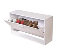 Scarpiera Salvaspazio Slim Compatto Portascarpe Cassetti Ribaltabili Arredamento Dimensioni Ridotte Mobile Basso Dimensioni 80x24x45 cm (Bianco)