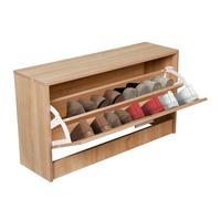 BAKAJI Scarpiera Salvaspazio Slim Compatto Portascarpe Cassetti Ribaltabili Arredamento Dimensioni Ridotte Mobile Basso Dimensioni 80x24x45 cm (Oak)