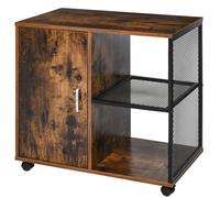 Mobile Mobiletto Stampante Legno MDF e Metallo 3 Ripiani + Anta Design Moderno