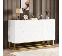Mobile moderno High Gloss - Unità a buffet larga 130 cm con 4 scomparti, armadietto contemporaneo per sala da pranzo, soggiorno, corridoio (bianco)
