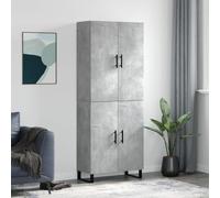 Mobile moderno per l'arredamento della casa: mobile alto stabile con supporto da parete in legno e piedini in metallo, elegante mobile alto con molto spazio di archiviazione in grigio cemento