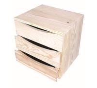 Mobile Modulare in Pino Massiccio Grezzo con 3 Cassetti 36x30x36 cm Unionwood