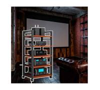 Mobile Multimediale A 5 Livelli Con Ruote, Mobiletto Da Media Con Ripiani Regolabili, Scaffale Audio In Metallo, Supporto Mobile Per Console Di Gioco(Black2)