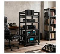 Mobile Multimediale A 5 Livelli Con Ruote, Scaffali Audio-video Regolabili, Moderno Mobile Stereo Con Ripiano Per Ricevitore, Rastrelliera Per Componenti Audio Per Casa/ufficio/teatro(Black1)