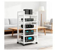 Mobile Multimediale A 5 Livelli Con Ruote, Scaffali Audio-video Regolabili, Moderno Mobile Stereo Con Ripiano Per Ricevitore, Rastrelliera Per Componenti Audio Per Casa/ufficio/teatro(White1)