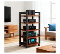 Mobile Multimediale A 5 Livelli Con Ruote, Scaffali Audio-video Regolabili, Moderno Mobile Stereo Con Ripiano Per Ricevitore, Rastrelliera Per Componenti Audio Per Casa/ufficio/teatro(Black2)