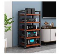 Mobile Multimediale A 5 Ripiani Con Armadietti Componenti A Altezza Regolabile, Mobile Stereo Angolare Da Terra Rimovibile, Scaffali Per Componenti AV Per Casa, Ufficio E Teatri(Black2)