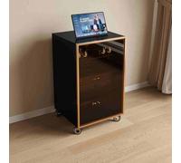 Mobile multimediale AV regolabile con ante in vetro temperato angolo centro di intrattenimento per casa, ufficio e teatro, gestione dei cavi 80 cm, supporto nero elegante soluzione di archiviazione