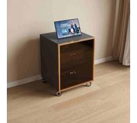 Mobile multimediale AV regolabile con ante in vetro temperato, angolo centro intrattenimento, gestione cavi, casa, ufficio e teatro, supporto moderno grigio 60 cm/23,6 pollici