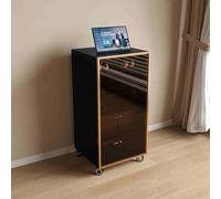 Mobile multimediale regolabile AV con ante in vetro temperato angolo centro intrattenimento per casa, ufficio e teatro, gestione dei cavi nero, 100 cm