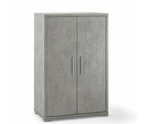 Mobile multiuso con 2 ripiani Armadio ufficio cemento con 2 ante 110x71x41 cm