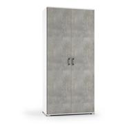 Mobile multiuso doppia anta 4 ripiani regolabili 195x90x45 cm cemento Cemento