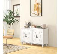 Mobile Multiuso in MDF a 4 Livelli con 2 Ripiani Regolabili e 5 Gambe, 120x37x75 cm, Bianco