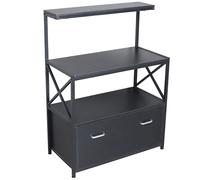 Mobile Multiuso per Stampante 3 Ripiani e 1 Cassetto 80x40x110 cm in MDF Nero