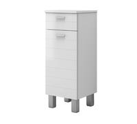 Mobile multiuso RIGO con anta e cassetto in legno Bianco Lucido 35x34 cm