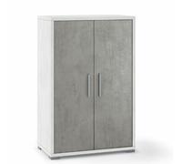 Mobile multiuso ripiani Armadio ufficio bianco con 2 ante cemento 110x71x41 cm