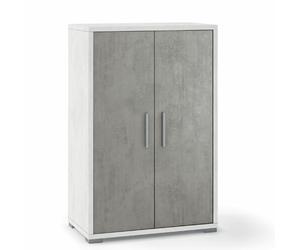 Mobile multiuso ripiani Armadio ufficio bianco con 2 ante cemento 110x71x41 cm