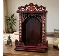 Mobile offerte da parete e tavolo in legno | Mobile Dio della Ricchezza e Guanyin con decorazione tempio per preghiera domestica(C)