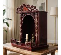 Mobile offerte da parete e tavolo in legno | Mobile Dio della Ricchezza e Guanyin con decorazione tempio per preghiera domestica(B 15.3*12.2*20.8in)