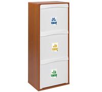 Mobile Pattumiera da Cucina 3 Scomparti a scomparsa per Raccolta Differenziata Contenitori Cestino Rifiuti Interno slim Salvaspazio (CILIEGIO)