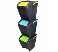 Mobile pattumiera da cucina per la raccolta differenziata 3 contenitori rifiuti con manico e apertura colorati bidoni capienti 25lt cadauno modulabili componibili