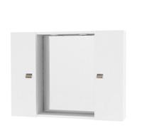 Mobile pensile bagno bianco 2 ante con specchio e illuminazione led specchiera